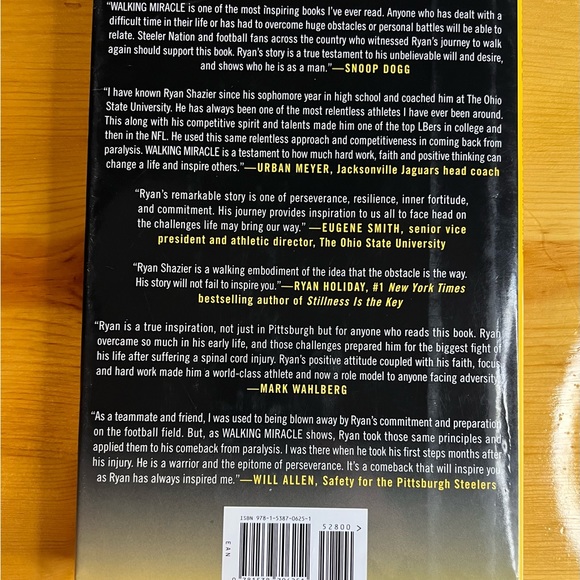 Walking Miracle: How Faith, Positive Thinking, HARDCOVER – 2021 by Ryan Shazier - Picture 3 of 7